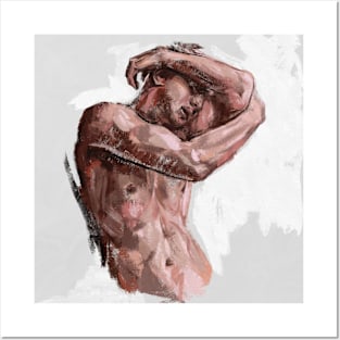 Illustration of a naked man. Posters and Art